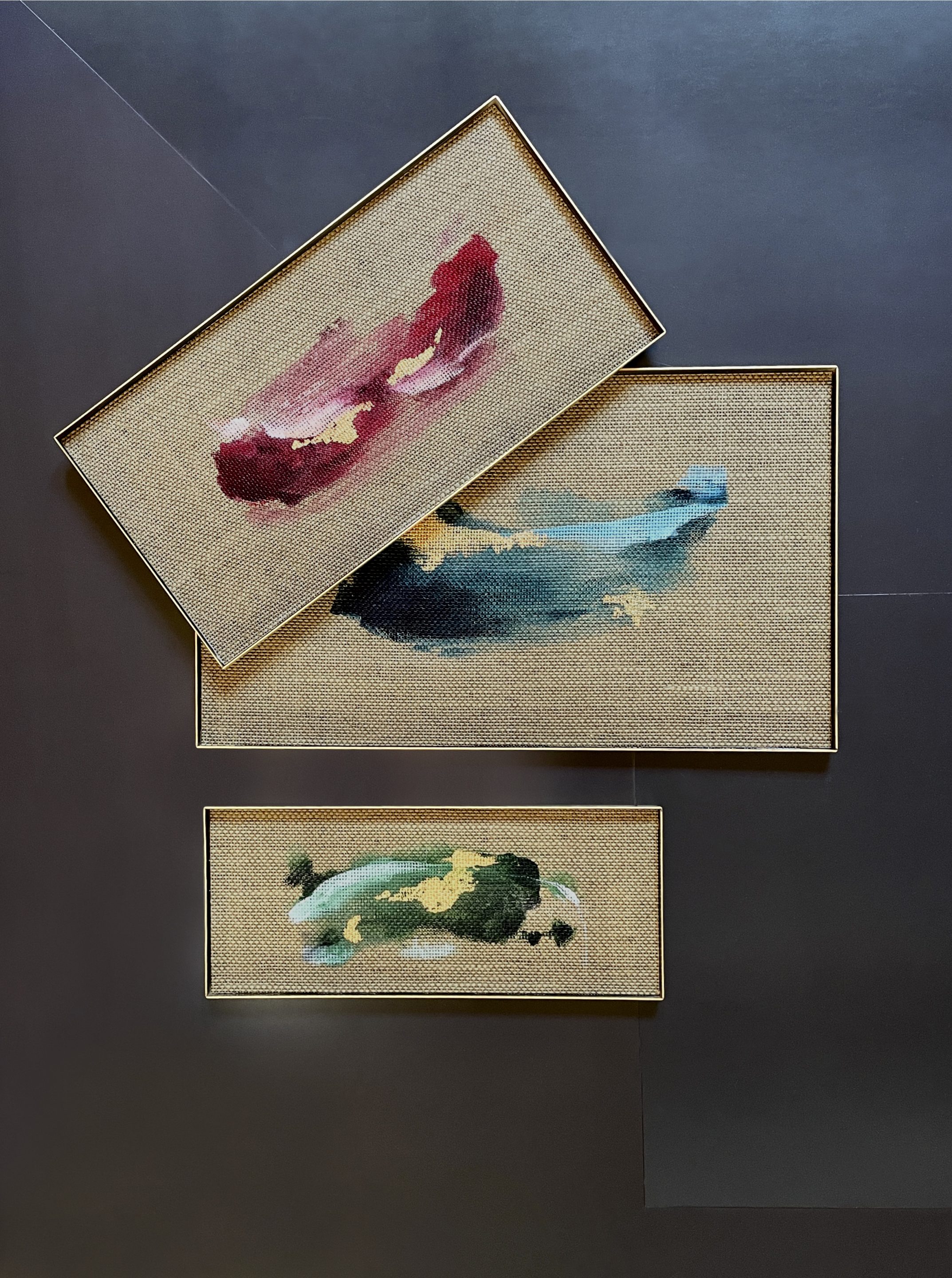 Vassoio rettangolare in ottone WARA KIN – Prezioso pezzo artigianale dipinto a mano